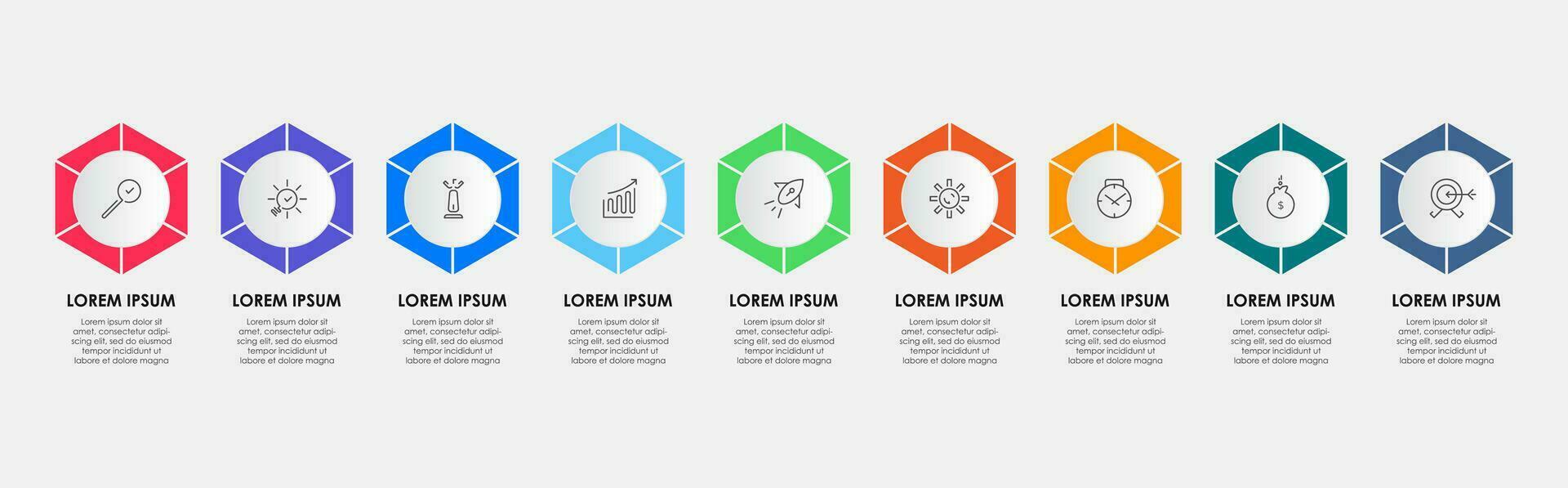 Vector Infographic design business template with icons and 9 options or steps