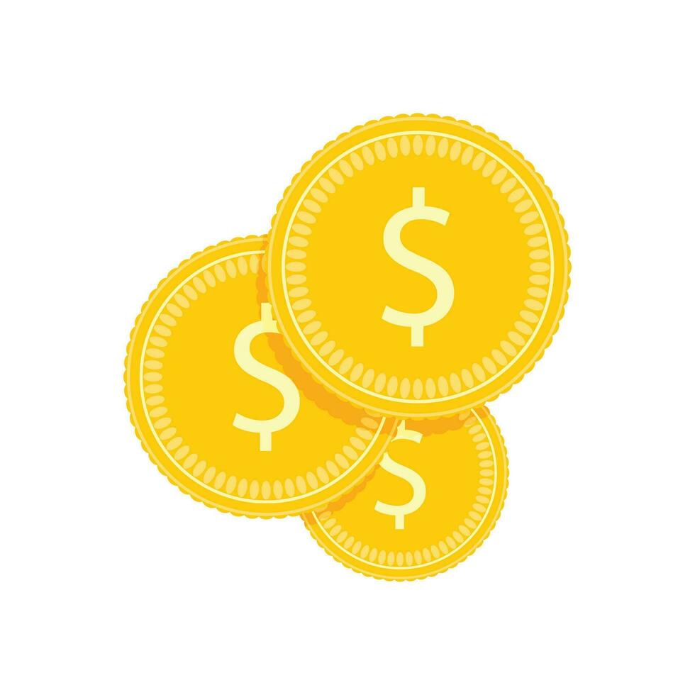 Financial investment golden coins. Money financial currency, finance coin golden. Vector illustration