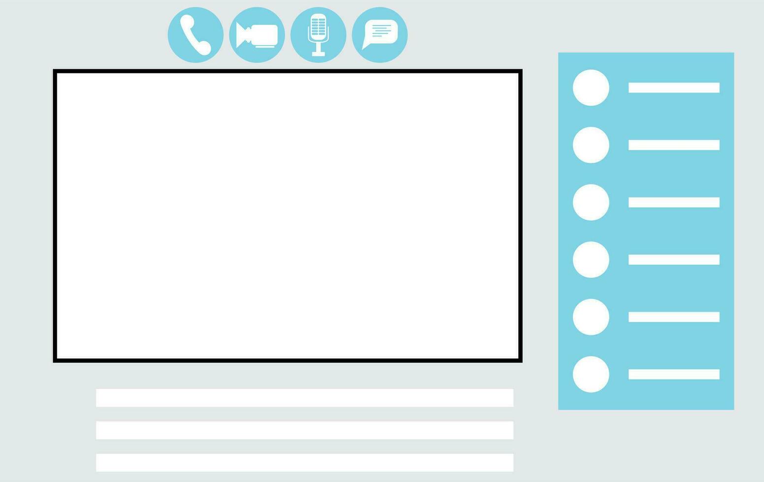 Interface for video call application. Window for screen from camera and symbol connection. Vector illustration