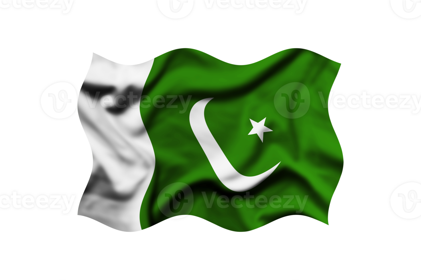 Waving the flag of PAKISTAN on a transparent background. 3d rendering. Clipping Path Included png