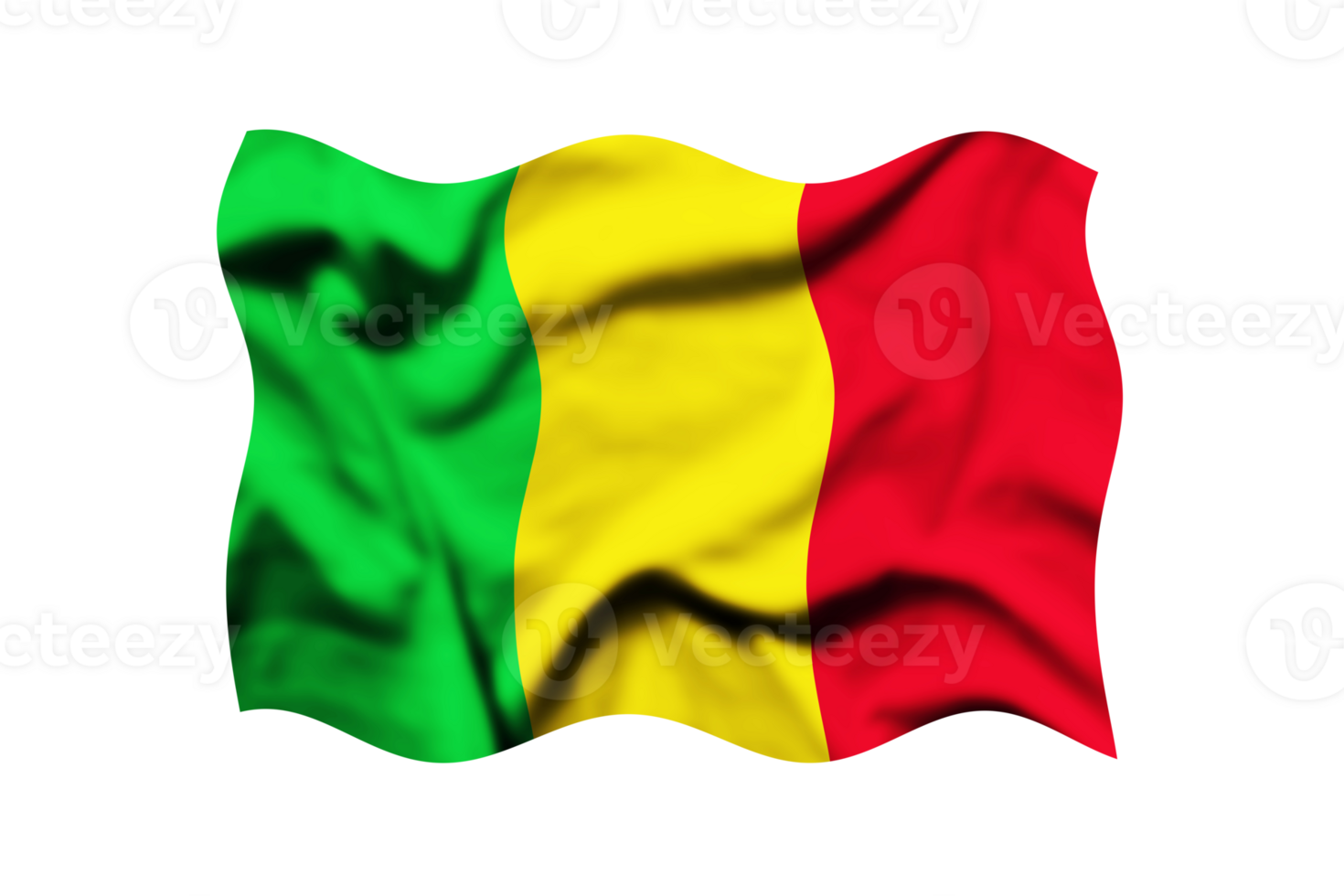 Waving the flag of MALI on a transparent background. 3d rendering. Clipping Path Included png