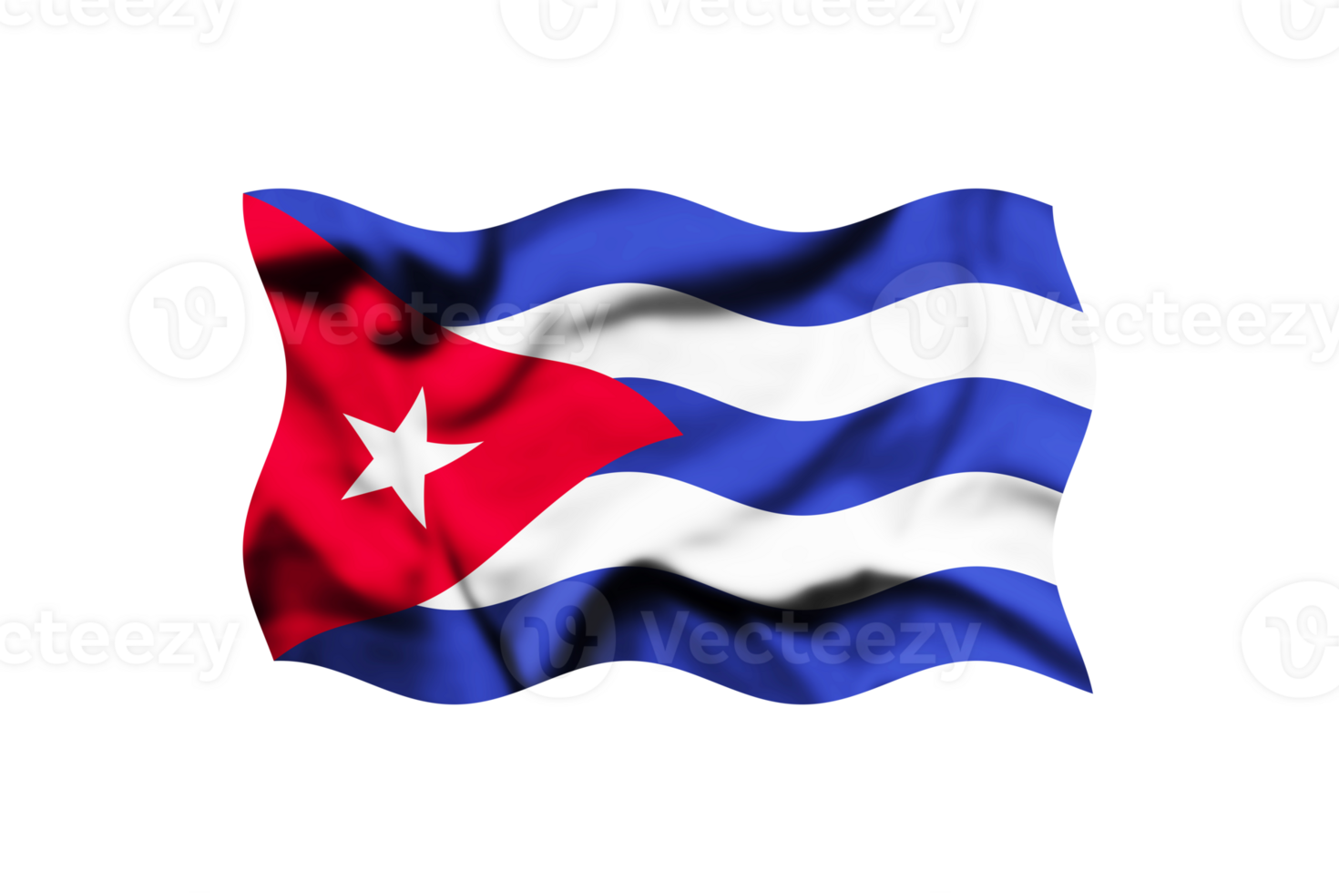 Cuba waving flag isolated on transparent background. 3d illustration. Clipping path included png