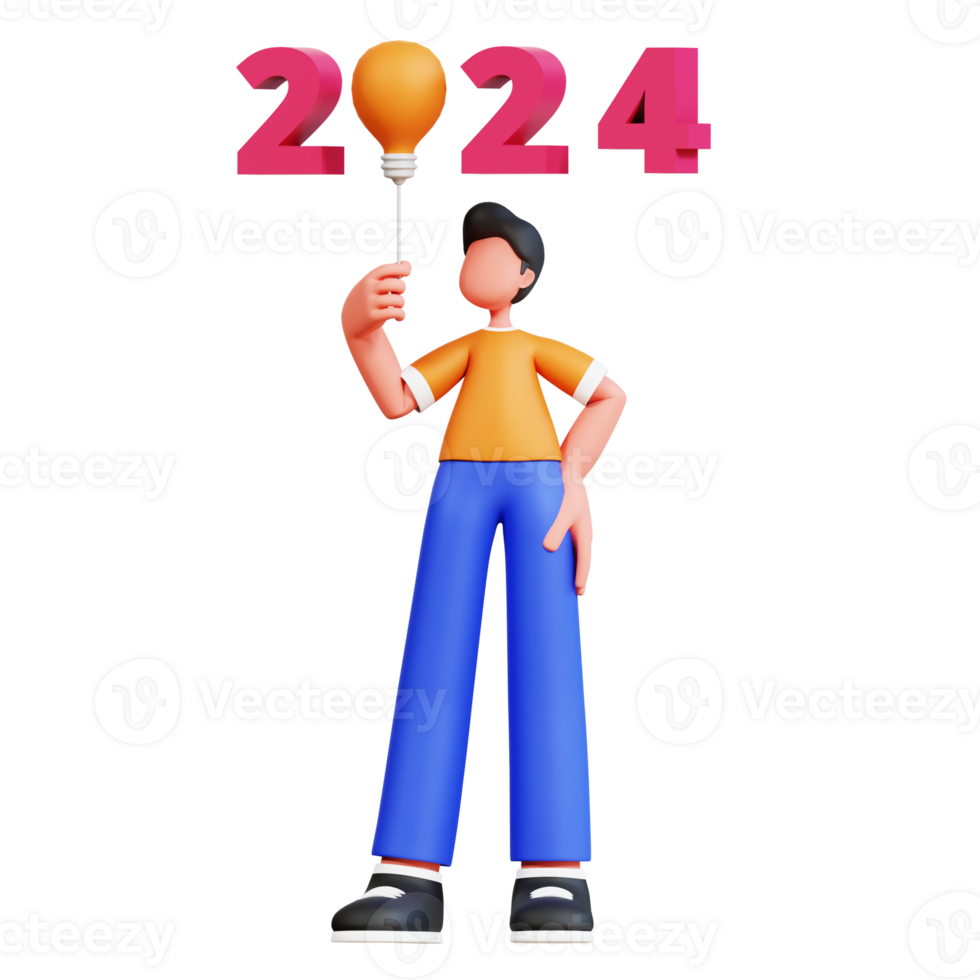 3D Character New Year Male Illustration png