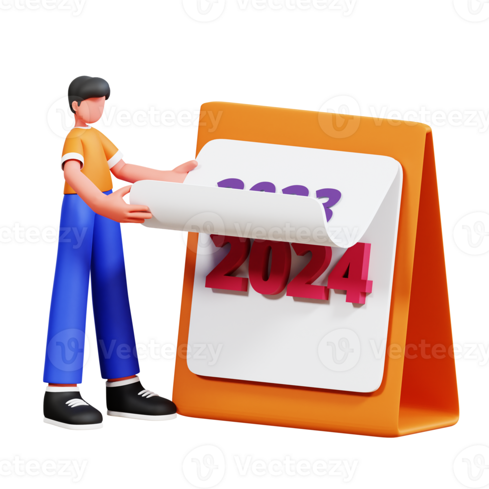 3D Character New Year Male Illustration png