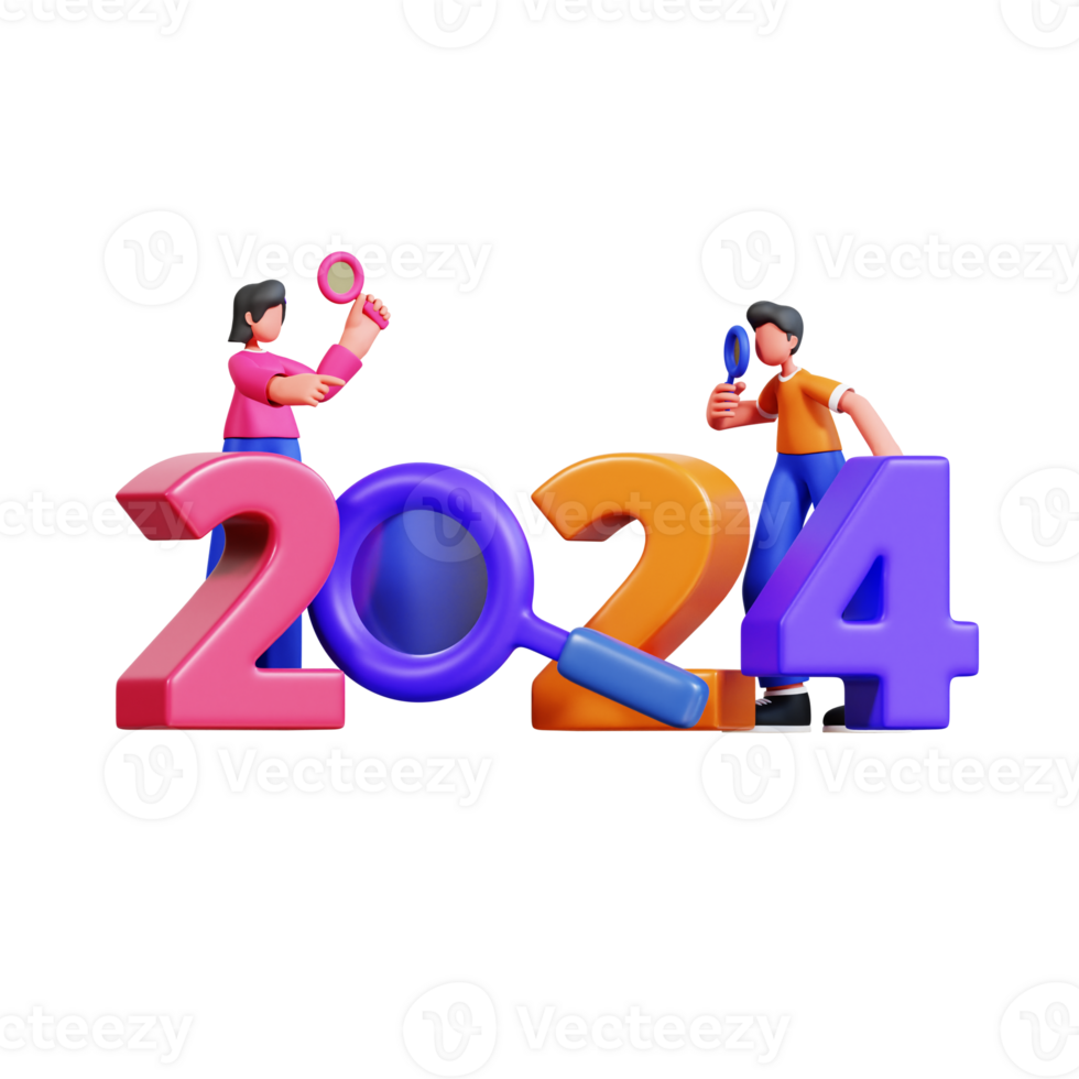 3D Character New Year Couple Illustration png