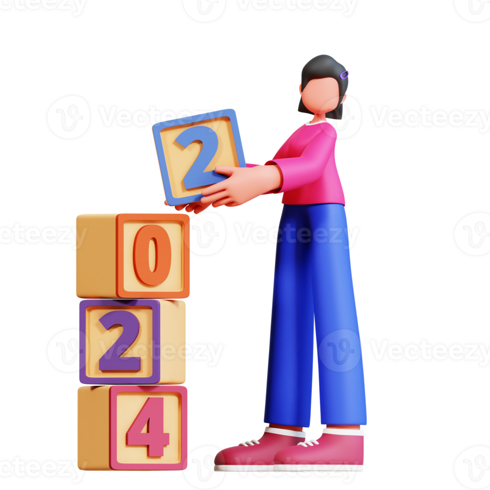 3D Character New Year Female Illustration png