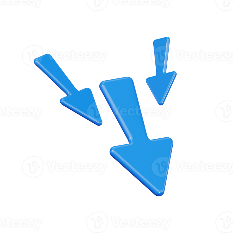 Pointer symbol. blue 3d down arrows. 34961117 PNG