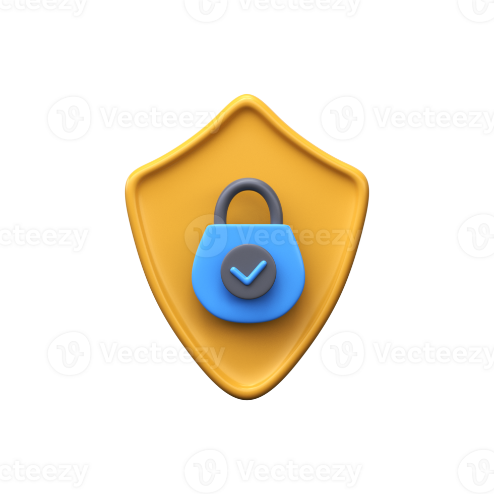 Security lock icon. Security symbol 3d render png
