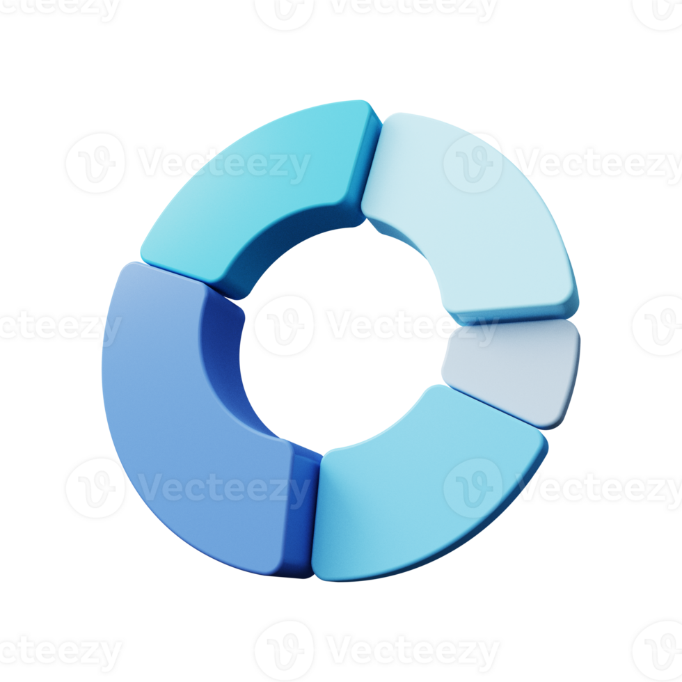 Pie chart for financial report, graph, presentation, brochure, web design. 3d render. png