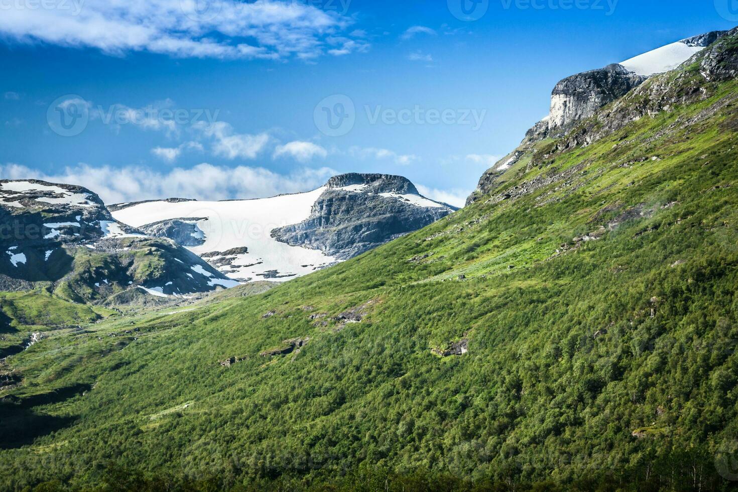 Mountain scenery in Jotunheimen National Park in Norway photo