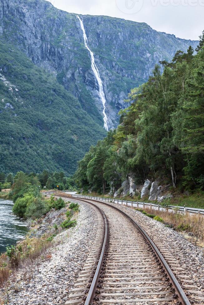 Railway in the mountains in the Norway photo