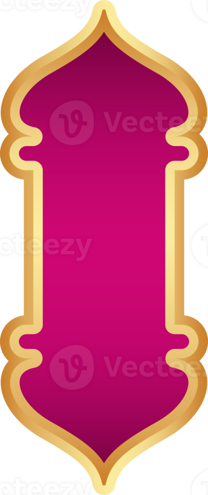 Ramadan golden frame. Islamic window shape. Arabic arch. Muslim vintage border for design with pink background. Indian decoration in oriental style. png