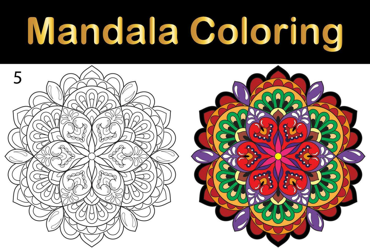 Mandala flower for adult coloring page vector