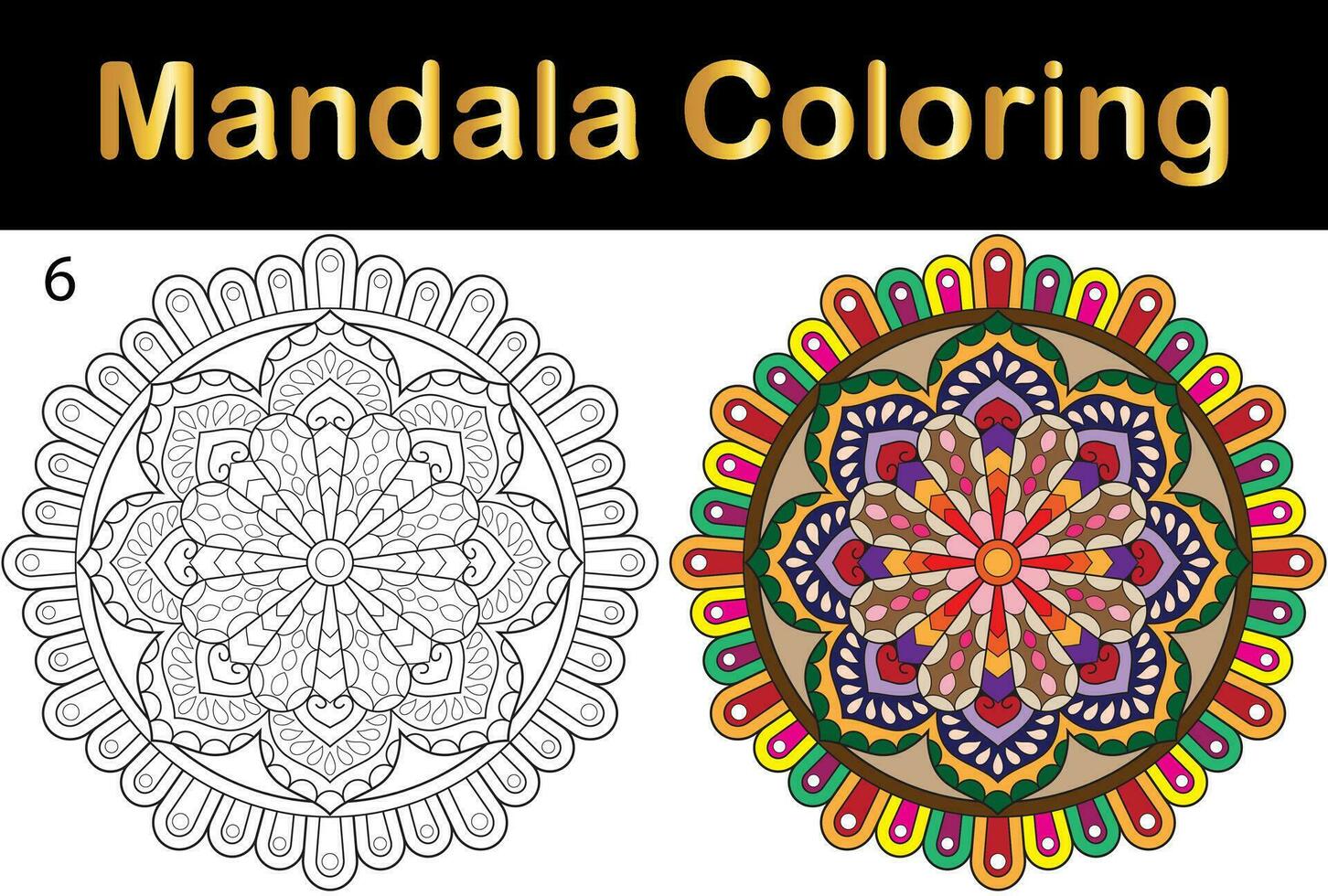 Mandala flower for adult coloring page vector
