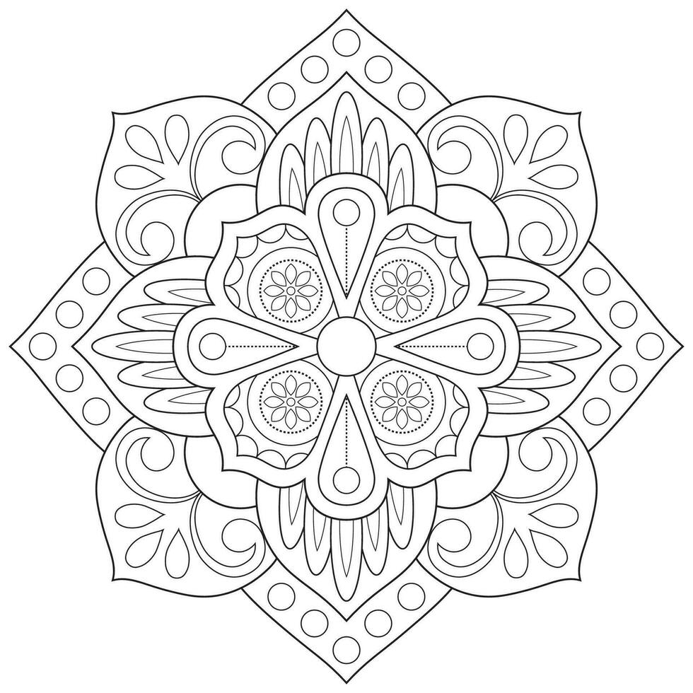 Mandala flower for adult coloring book. vector