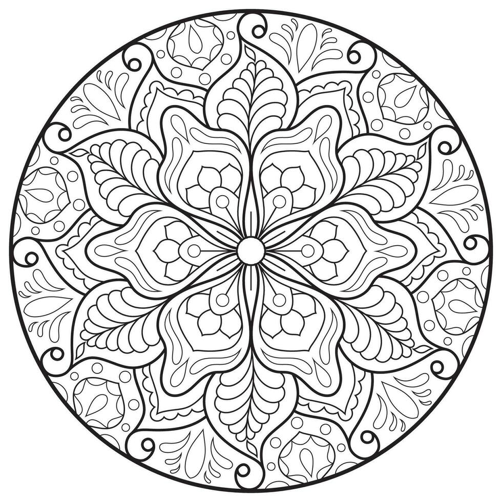 Mandala flower for adult coloring book. vector