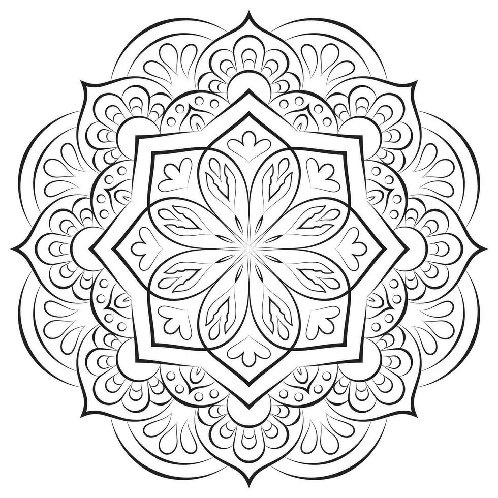 Mandala flower for adult coloring book. vector