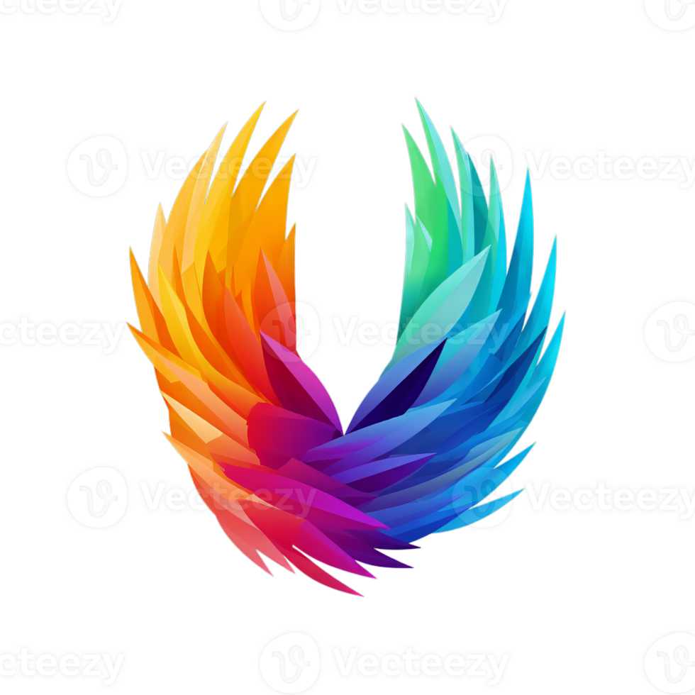 a colorful bird logo with wings on it png