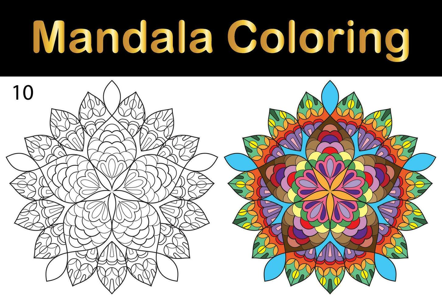 Mandala flower for adult coloring page vector