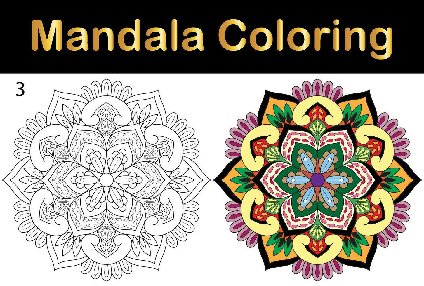 Mandala flower for adult coloring page vector