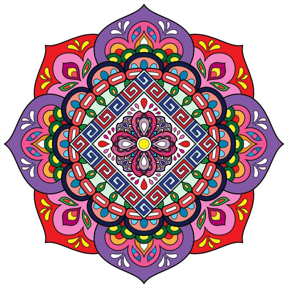 mandala flor color vector imagen.