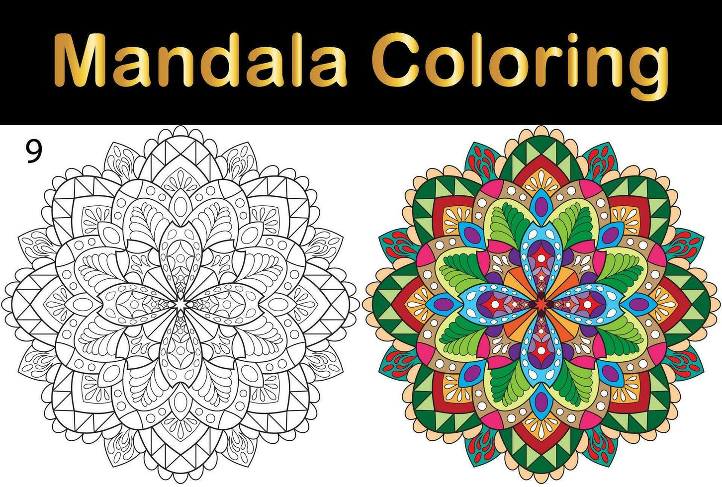Mandala flower for adult coloring page vector
