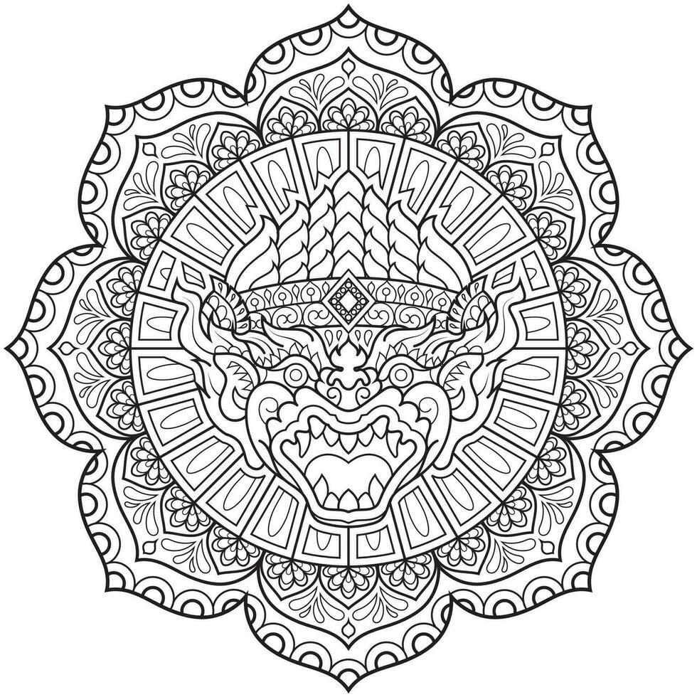 Mandala flower for adult coloring book. vector