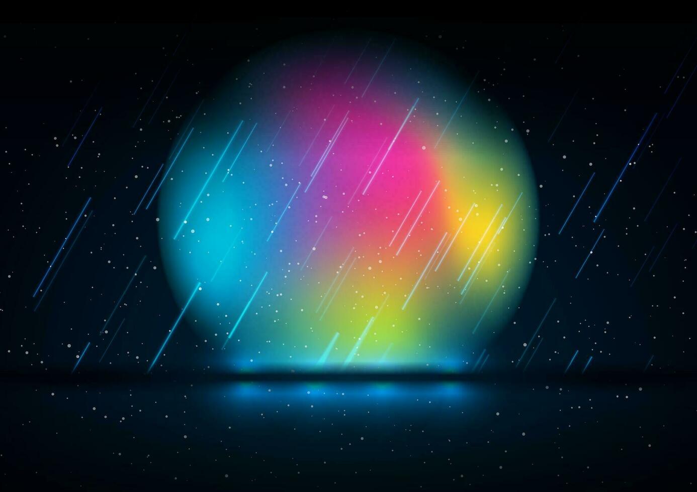 Abstract retro futuristic background with holographic liquid sphere vector