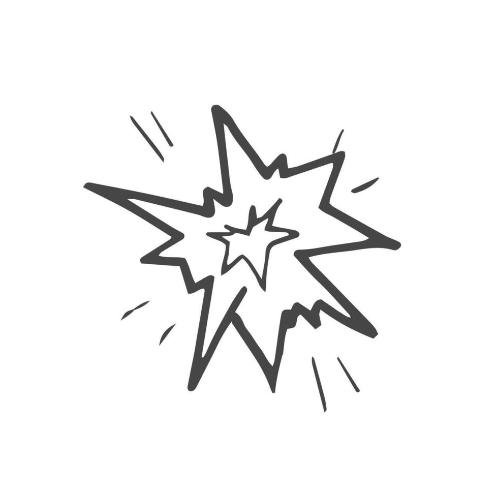 Doodle cartoon explosion. Comic book explosion sketch in vector