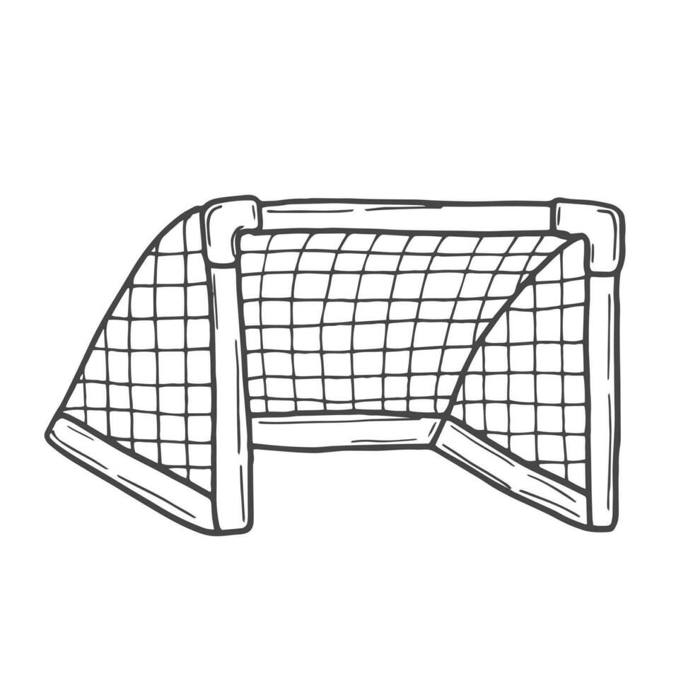 Doodle soccer goal net in vector sketch