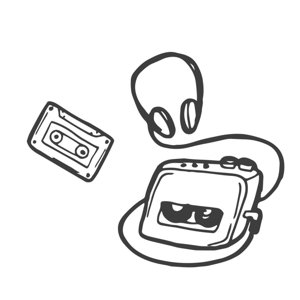 Old cassette player vector sketch