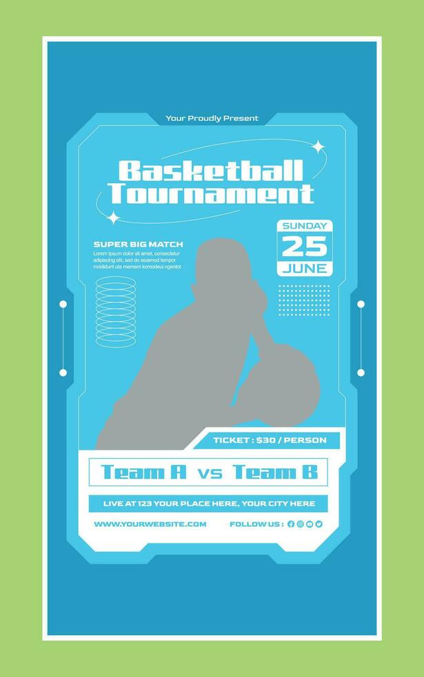 Basketball Tournament Social Media Story Template vector