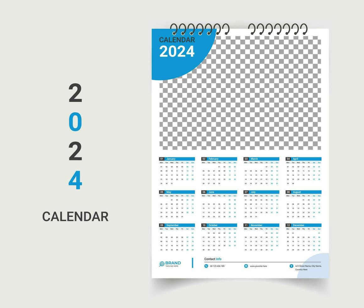 Creative wall calendar template design vector