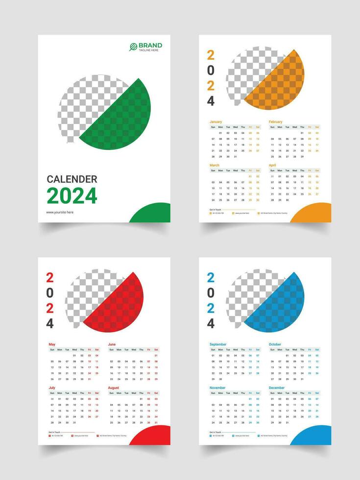 Modern wall calendar template design vector