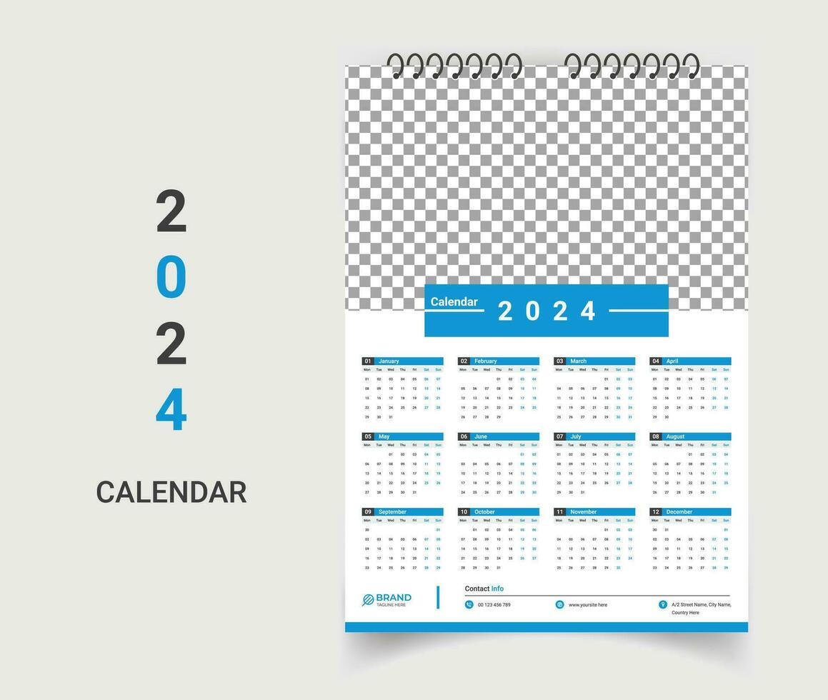 Creative wall calendar template design vector