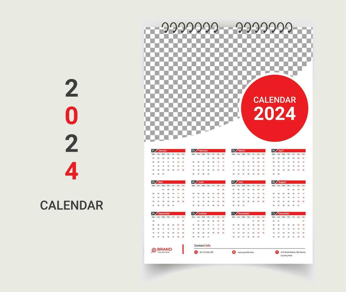 Creative wall calendar template design vector