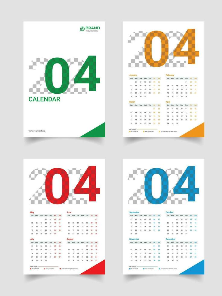 Modern wall calendar template design vector