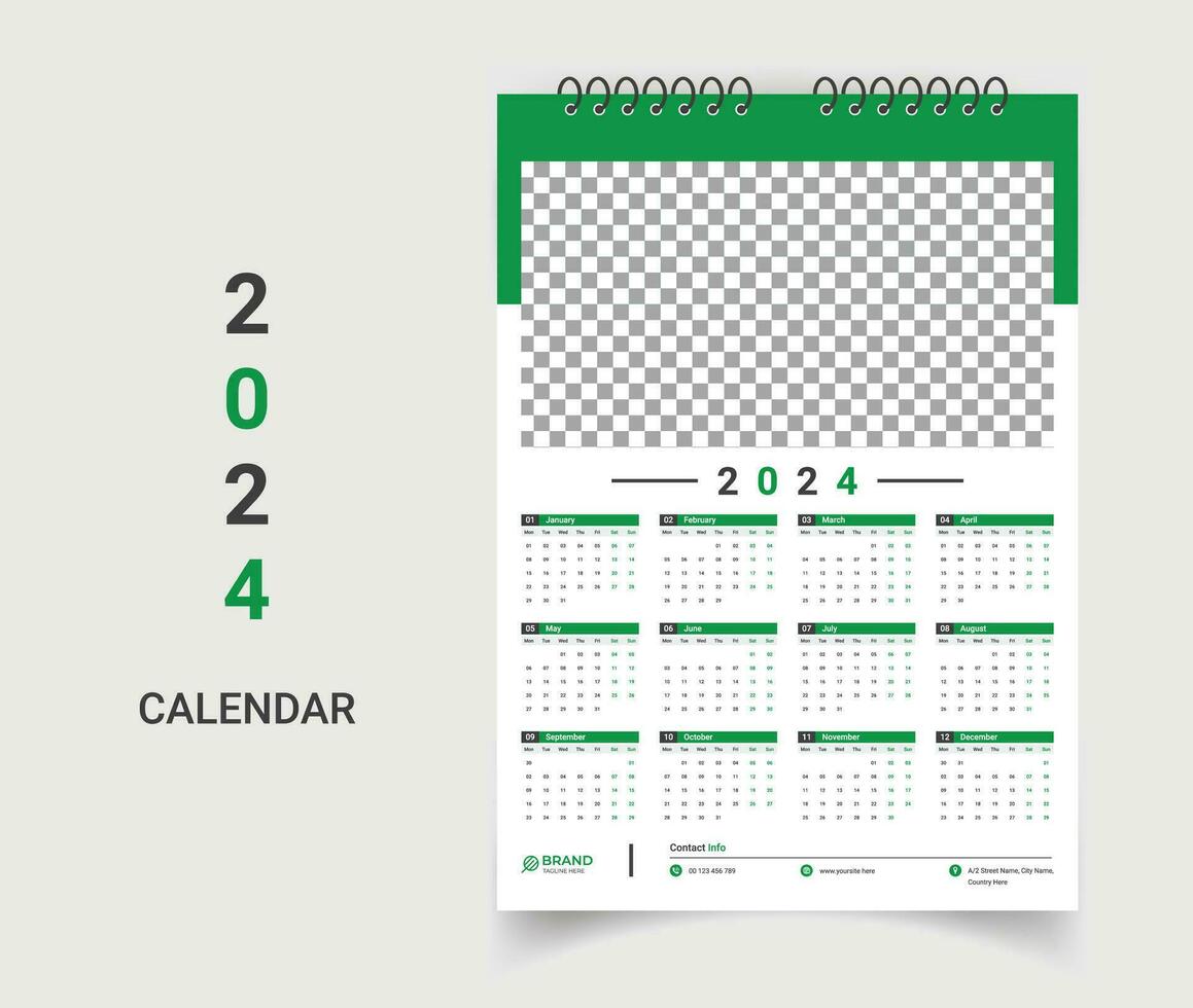 Modern wall calendar template design vector