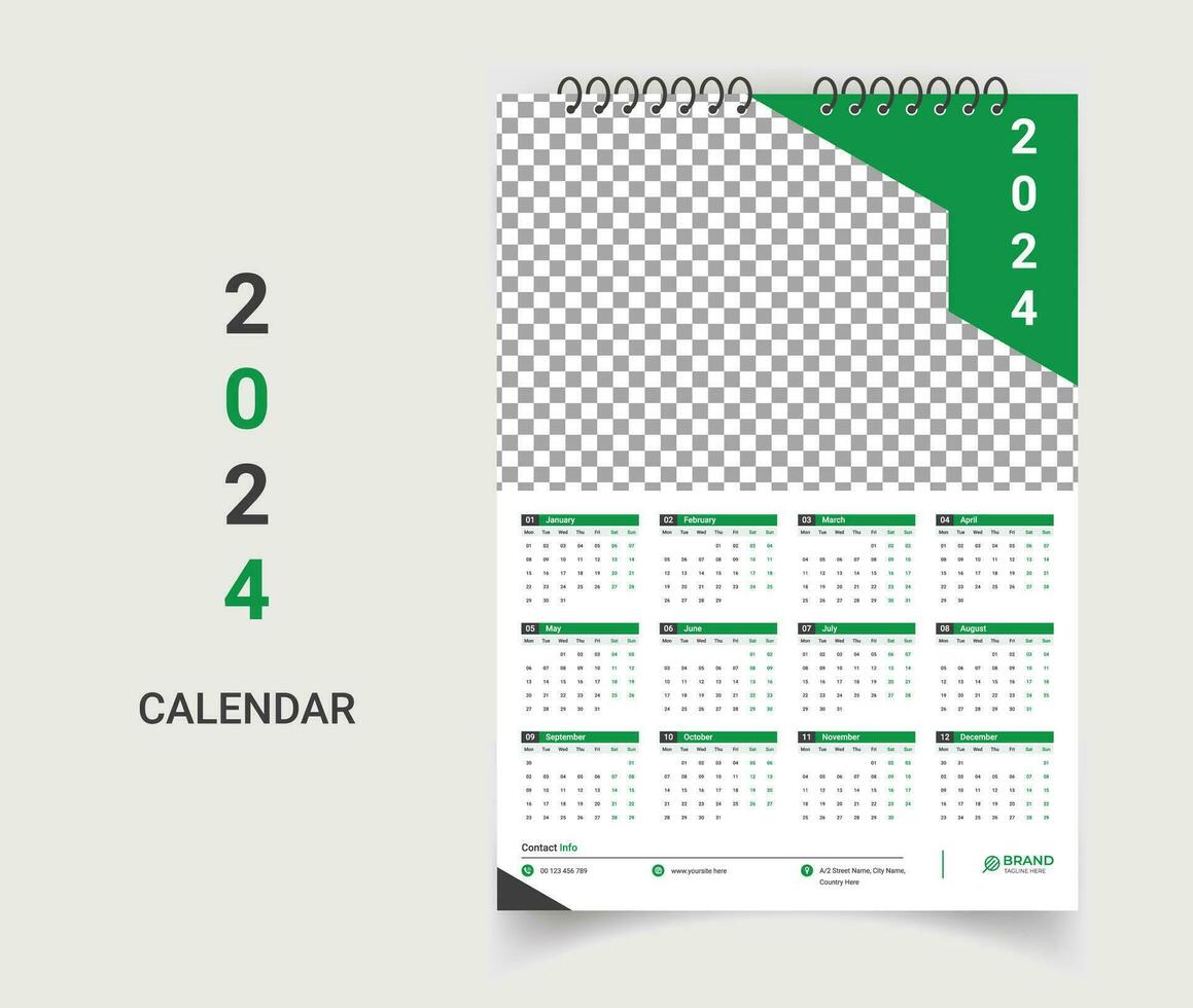 Modern wall calendar template design vector