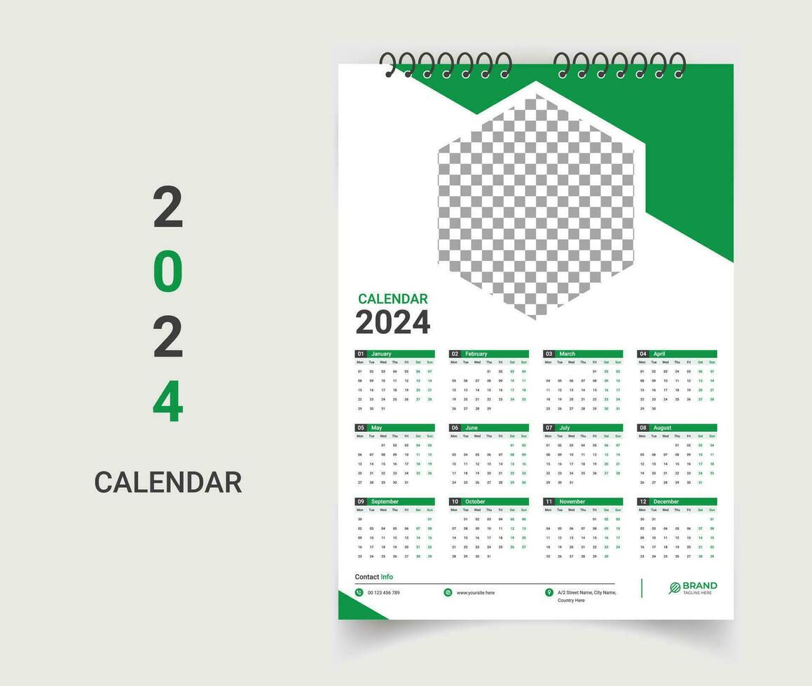 Modern wall calendar template design vector