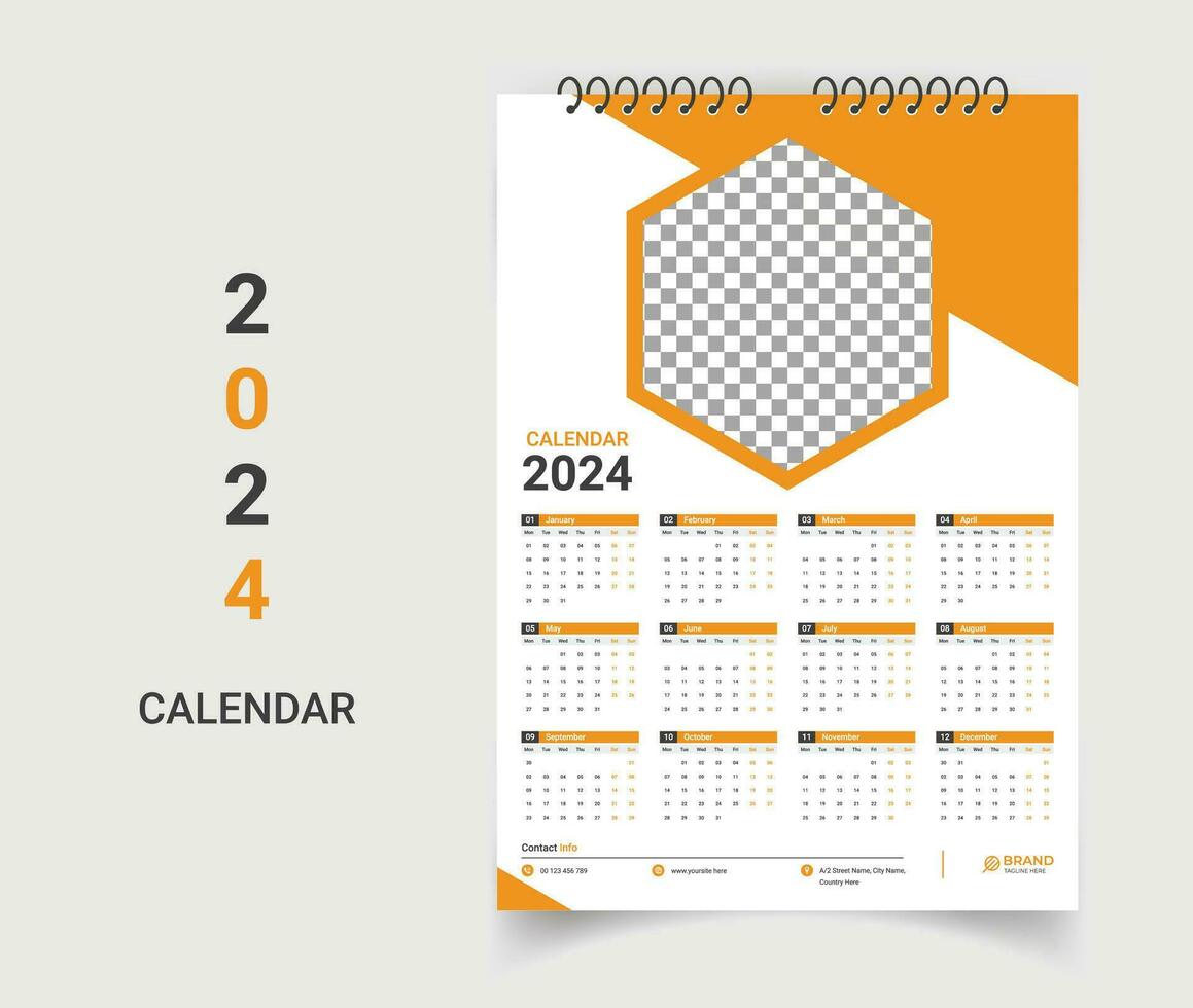 Modern wall calendar template design vector