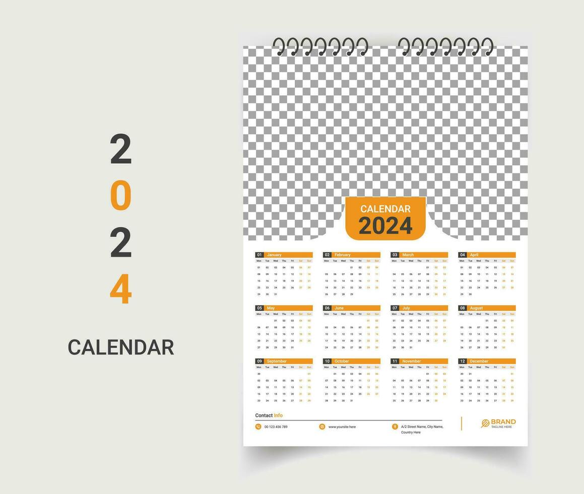 Modern wall calendar template design vector