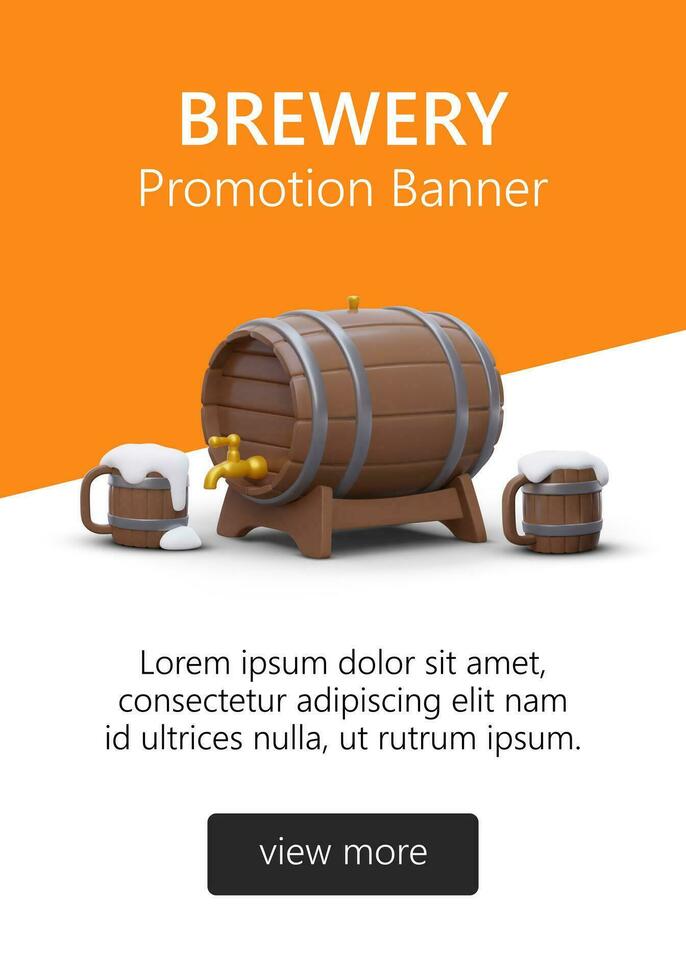 Advertising banner of cask beer. Natural quality drinks from modern brewery vector