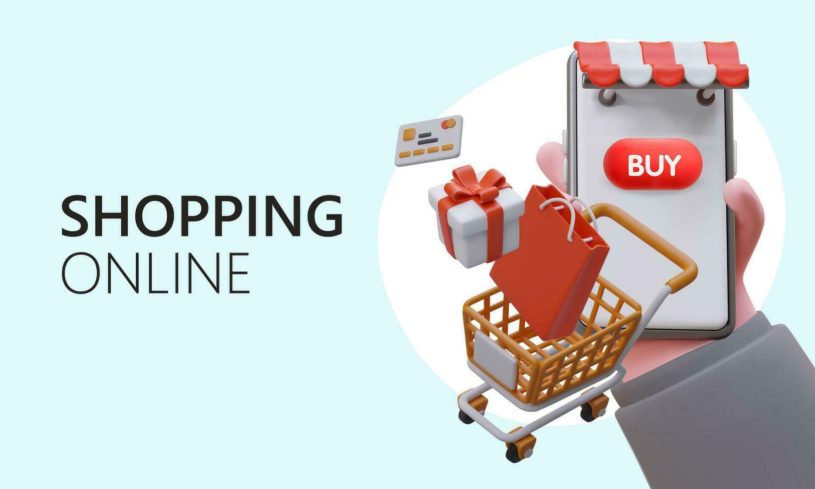 All purchases in phone. Mobile application for timely and profitable shopping vector