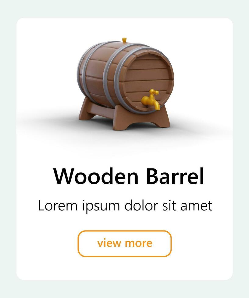 Section of wooden beer barrels. Template for designing category on website vector