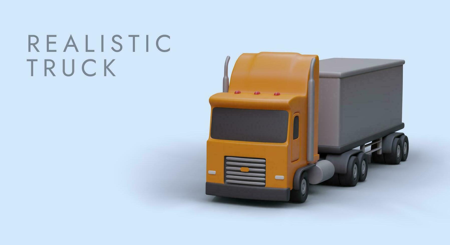 3d realistic truck with trailer. Delivery transport concept vector