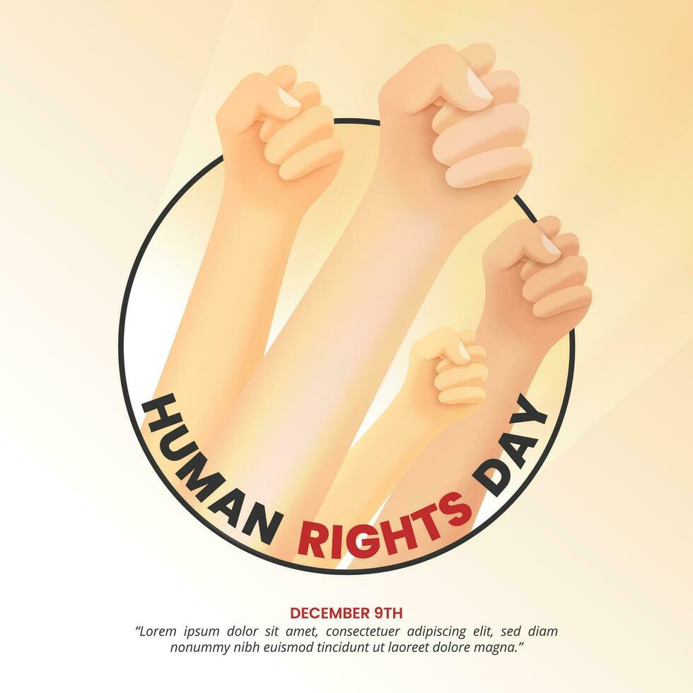 Human Rights Day background with raised hands of people vector