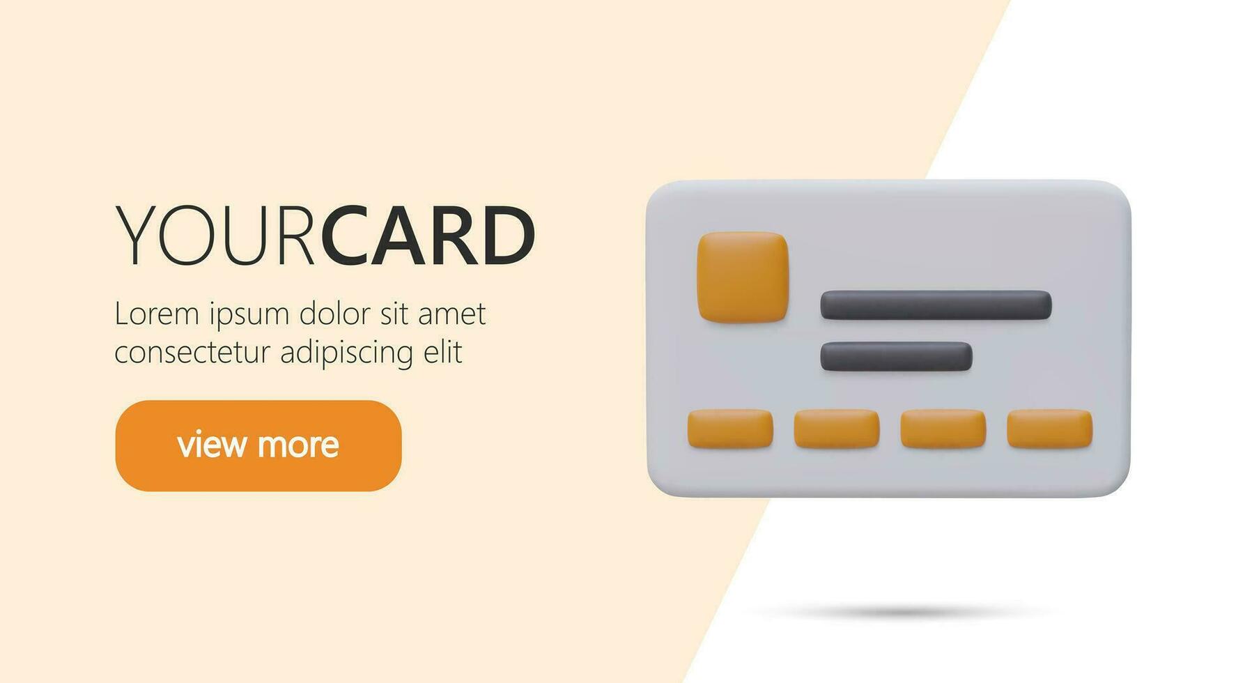 Horizontal template for advertising non cash payments. 3D credit card with shadow vector