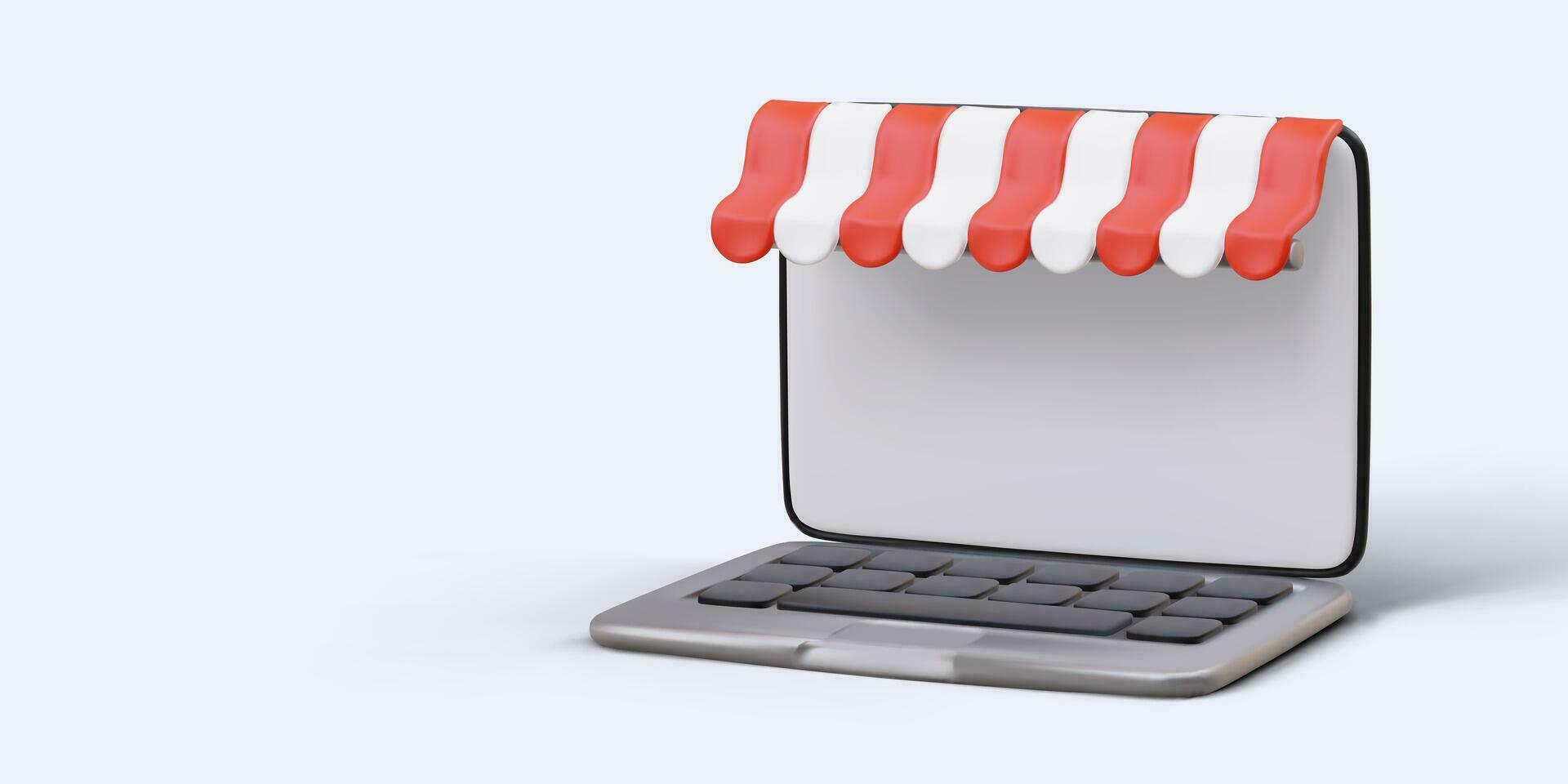 Personal purchases via Internet. 3D symbol of modern online shopping vector