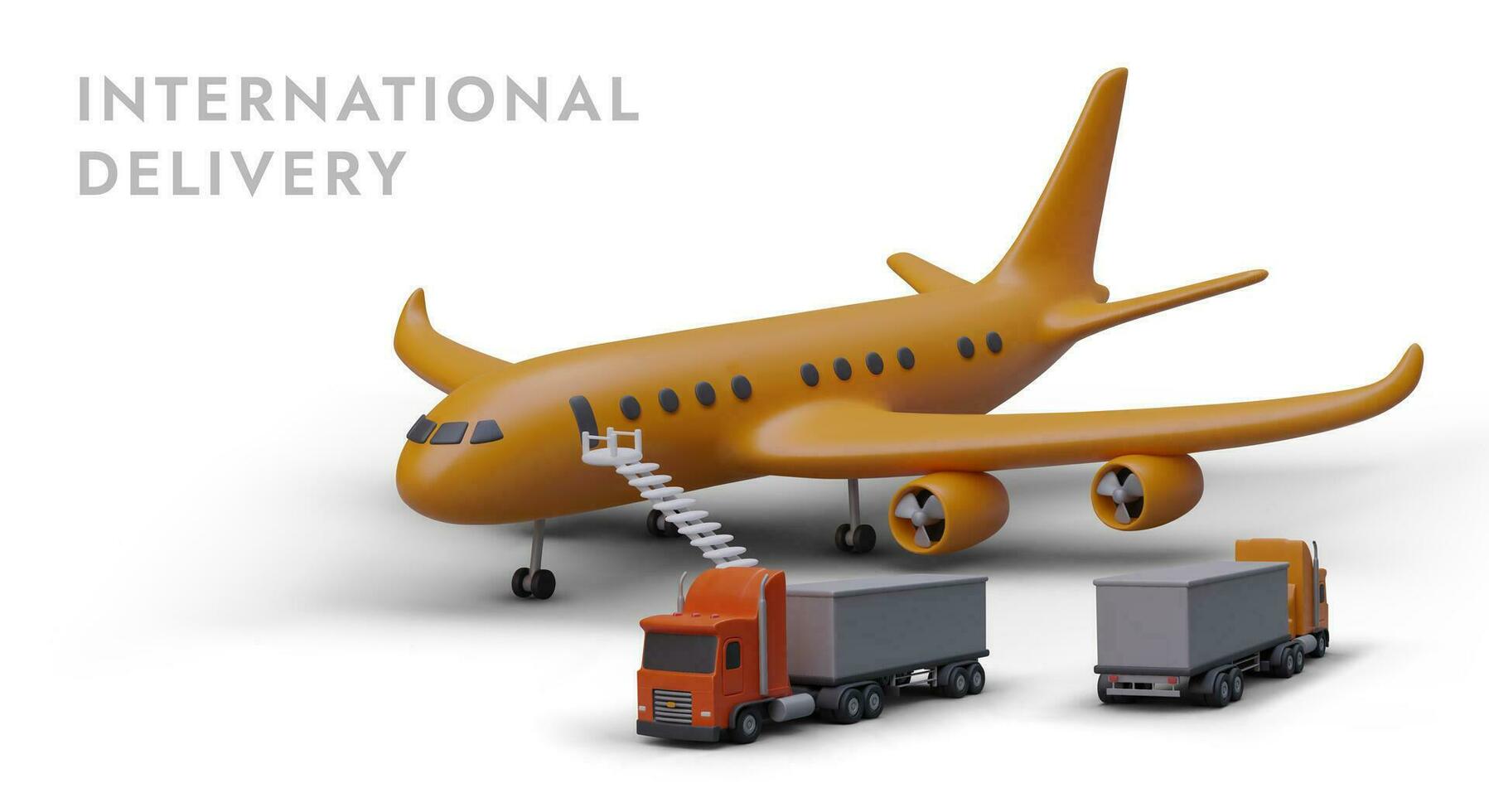 3d tracks and airplane stands at airport and waiting for luggage and goods to be loaded on board vector